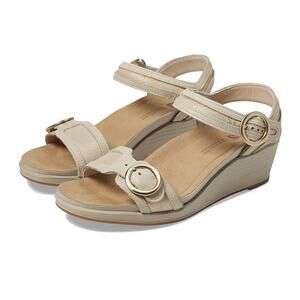 SAS Womens Seight Wedge Sandals Size 10 WW Gold Beige Leather NIB